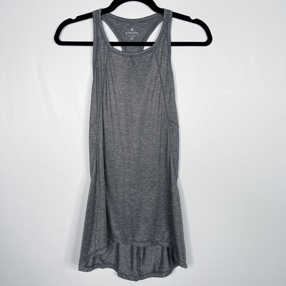 Athleta XSmall XS Luxe Studio Tank Top Gray Spacedye Keyhole Cutout Back Workout